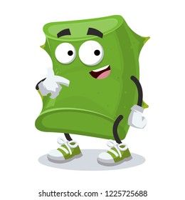 cartoon slice aloe vera mascot showing himself on a white background
