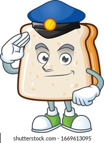 Caricatura de una rebanada de pan vestida como oficial de policía
