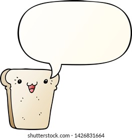 cartoon slice of bread with speech bubble in smooth gradient style