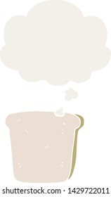 cartoon slice of bread with thought bubble in retro style