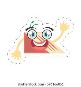 cartoon slice cake sweet cut line vector illustration eps 10