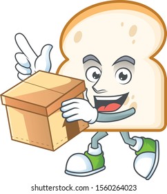 Cartoon slice white bread with bring box.