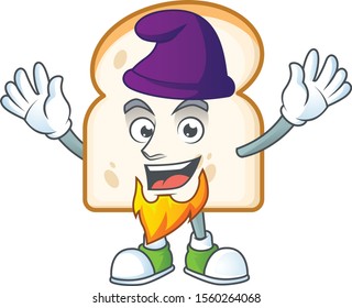 Cartoon slice white bread with mascot elf