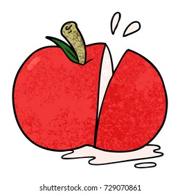 caricatura de manzana cortada