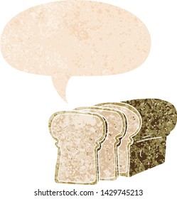 Karikaturenbrot mit Sprachblase in brüchiger Retro-strukturierter Form