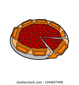 Cartoon Sliced Pizza Icon Vector