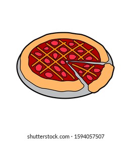 Cartoon Sliced Pizza Icon Vector