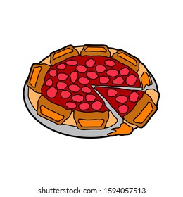 Cartoon Sliced Pizza Icon Vector