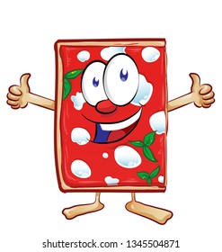 Cartoon sliced pizza margherita giving thumb up