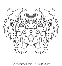 cartoon sliced tiger head mascot cartoon illustration