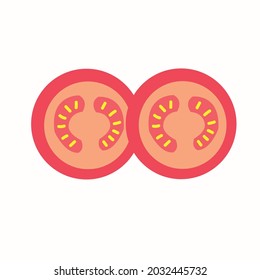 caricatura sliced・tomato fondo blanco