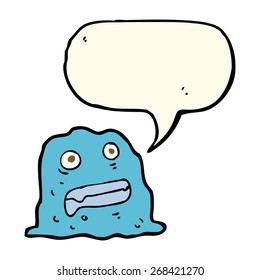 cartoon slime creature with speech bubble