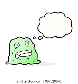 criatura lima de dibujos animados con burbuja de pensamiento