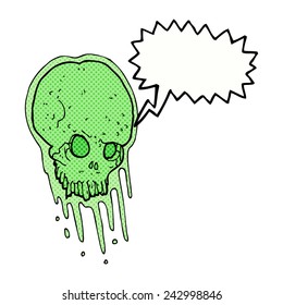 cartoon slimy skull with speech bubble