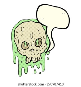 cartoon slimy skull with speech bubble