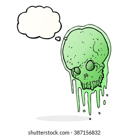 cartoon slimy skull with thought bubble