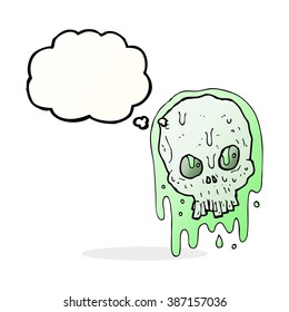 cartoon slimy skull with thought bubble