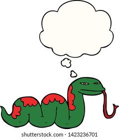 cartoon slithering snake with thought bubble