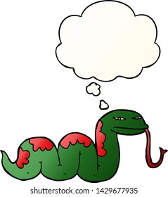 cartoon slithering snake with thought bubble in smooth gradient style