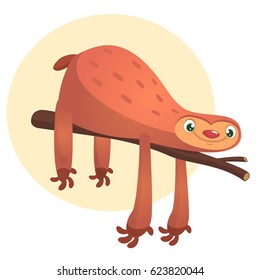 Cartoon sloth animal, Vector animal illustration.
