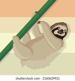 cartoon sloth climbing a branch