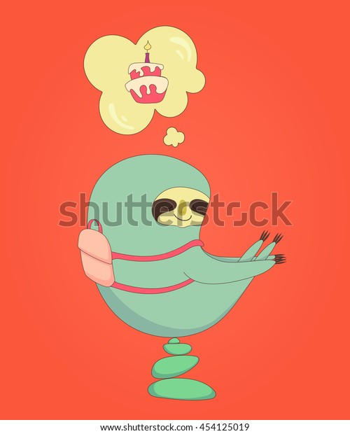 Cartoon Sloth Do Yoga Thinking About Stock Vector Royalty Free