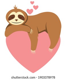 cartoon sloth illustration for design. love and Valentine's day vector