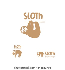 Cartoon sloth  logo. Vector image. Three options.