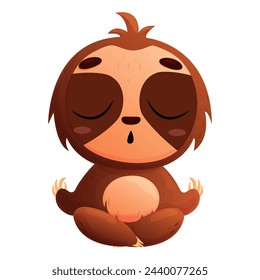 Cartoon sloth sitting and meditating
