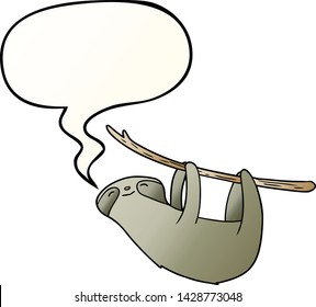 cartoon sloth with speech bubble in smooth gradient style
