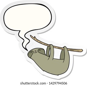 cartoon sloth with speech bubble sticker