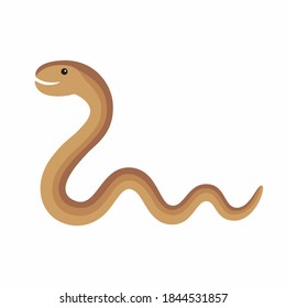 Cartoon Slow worm resembles a snake isolated on white background.