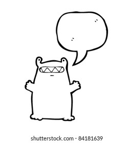 cartoon slug monster alien with speech bubble