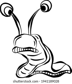 Cartoon Slug Snail Funny Illustration with Eyes