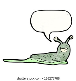 cartoon slug with speech bubble