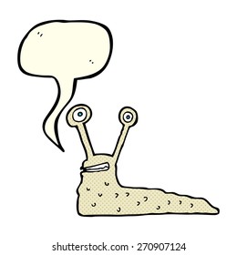 cartoon slug with speech bubble