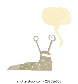 cartoon slug with speech bubble