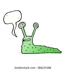 cartoon slug with speech bubble