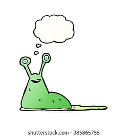 cartoon slug with thought bubble