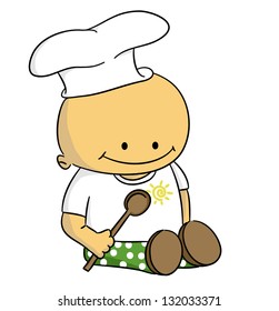 Cartoon small baby as cook (vector)