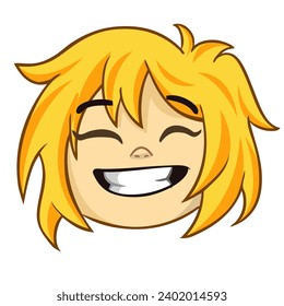Cartoon small blond girl. Vector illustration of young teenager outlined. Girl head drawing.