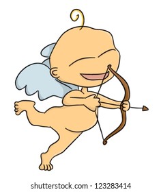 Cartoon small funny cupid (vector)