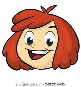 Cartoon small girl.
Vector illustration of young teenager outlined. Red hair girl drawing.