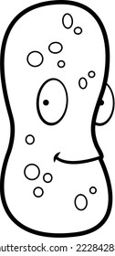 A cartoon small peanut smiling and happy.