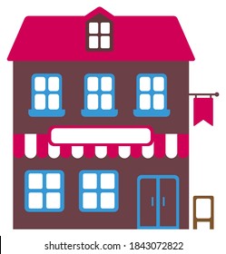 Cartoon kleine Shop-Flachdesign-Illustration (Draufsicht)
