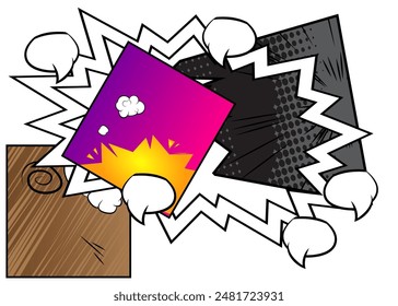 Cartoon small speech bubble, comic book background. Retro vector comics pop art poster design.