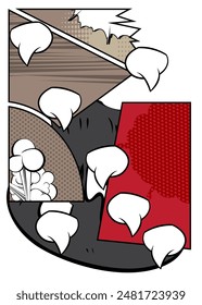 Cartoon small speech bubble, comic book background. Retro vector comics pop art poster design.