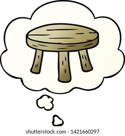 cartoon small stool with thought bubble in smooth gradient style