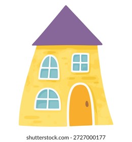 Desenho animado casa de cidade pequena vetor de cor plana modelo de ilustração design