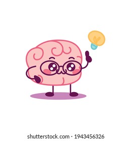 Cartoon of a smart brain with an idea - Vector